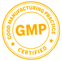 Yellow GMP certified manufacturing practice circular badge