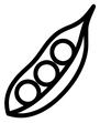 Black outline of pea pods to signify pea protein (even though yellow split peas techncally come form a shelled pea)