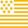 USA flag in double size (yellow line drawing)