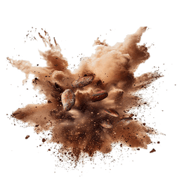 Cocoa powder explosion artistic ingredient image
