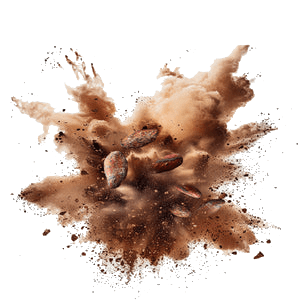 Cocoa powder explosion artistic ingredient image