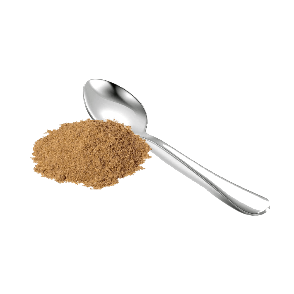 Metal spoon with natural flavoring powder ingredient (derived from actual natural flavors)